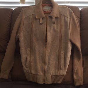 Gino Paoli leather paneled long sleeve sweater-Vtg